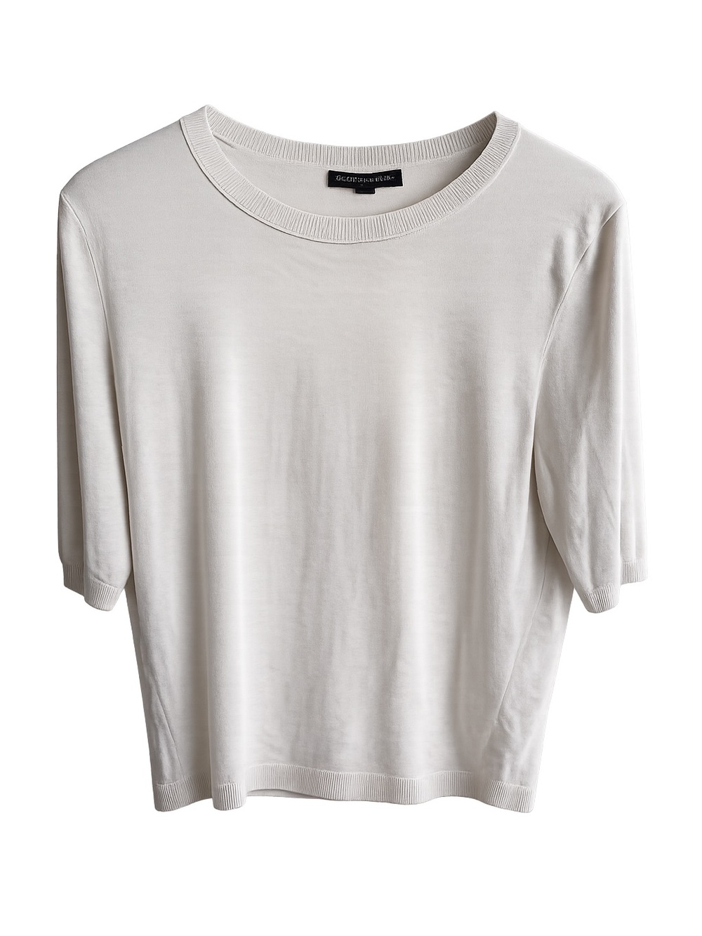 Banana Republic Cream Heathered Short Sleeve Knit Sweater Top Size M